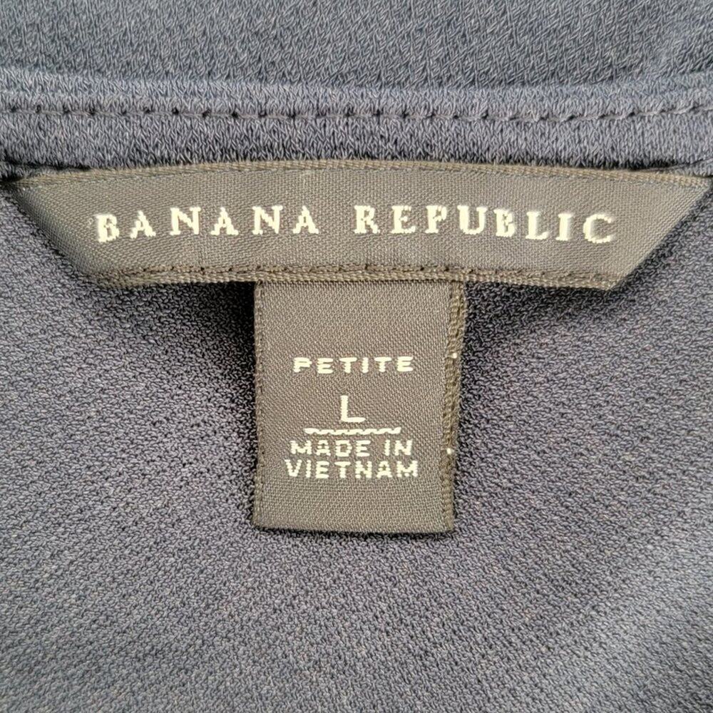 Banana Republic Petite Ruched Long Sleeve Navy Blue Top - Picture 10 of 12